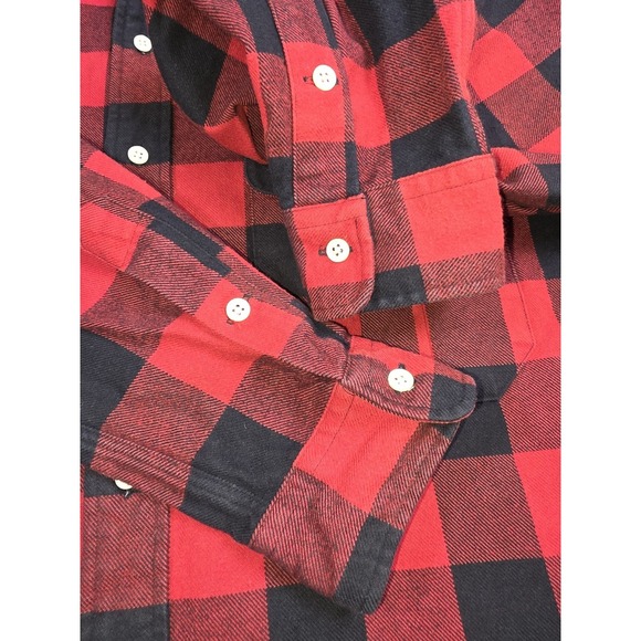 Vintage Polo Ralph Lauren Flannel Shirt Men's Large Buffalo Red Plaid Button Up - Picture 11 of 13